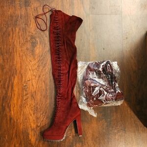 Lace Up Thigh High Boots